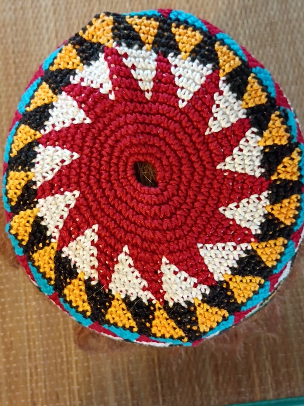 Hand-made Multicolor Geometric Beanie - Picture 5 of 8